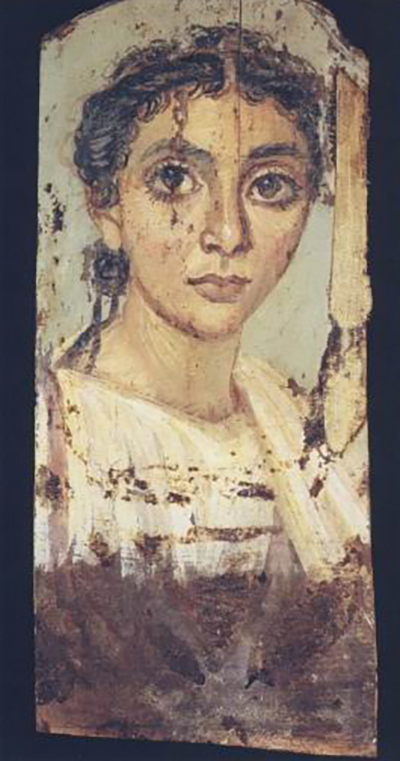 图十 少年肖像画，公元2世纪，他的发辫是当时埃及最上层贵族儿童的标志。哥本哈根，国家博物馆3892