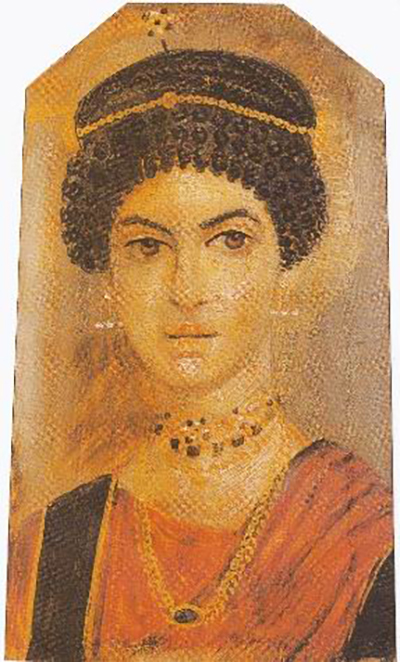 图八，“黄金女子”（因肖像画上涂了大量的金粉而得名），公元110-130，高43.7厘米，宽34厘米，苏格兰王家博物馆1951.160