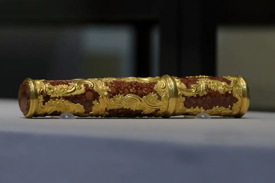 铜镀金包镶玛瑙丸药管 清  故宫博物院藏