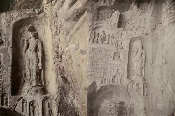 观世音像龛现状图(左)和1910年拍摄的资料图