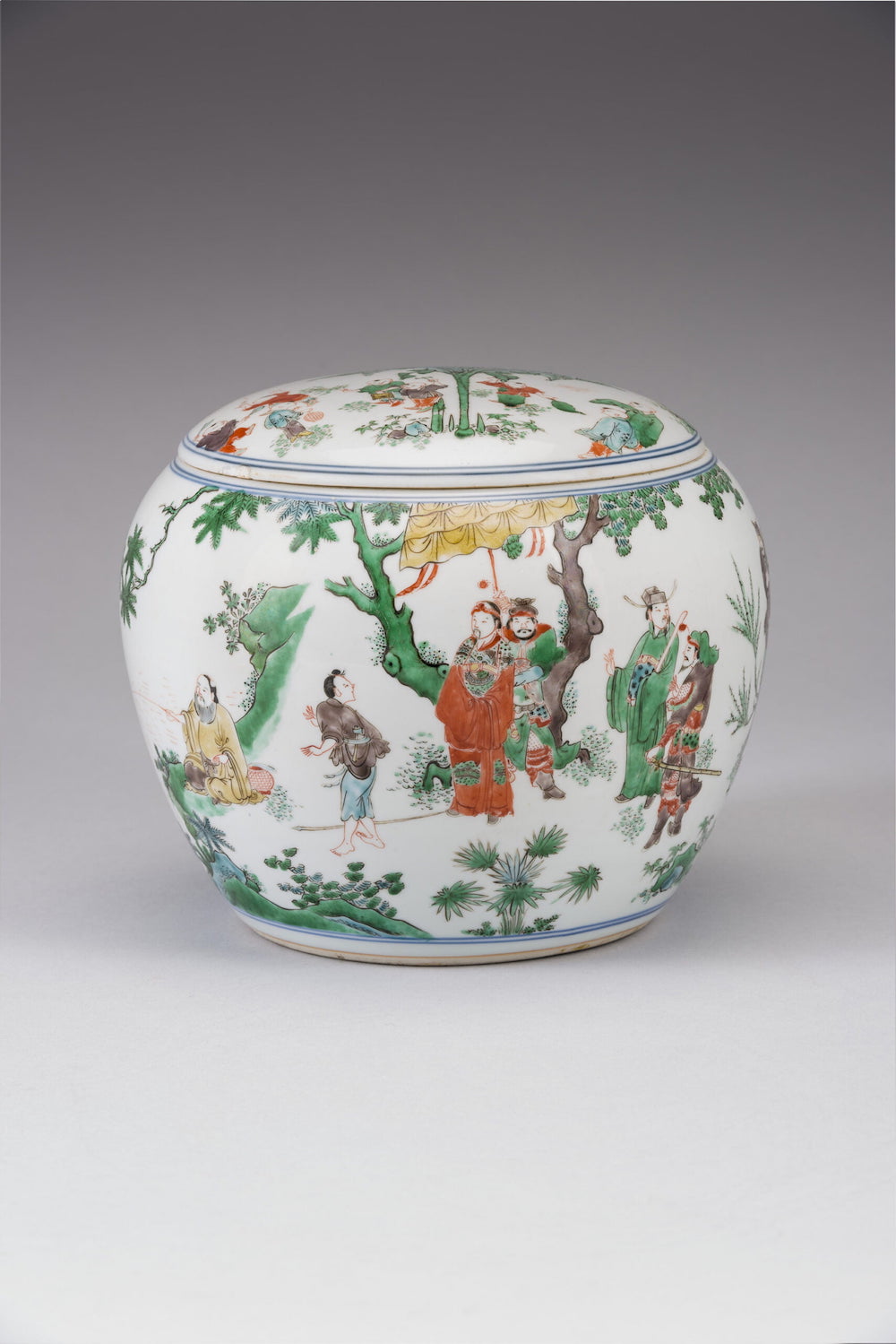 景德镇窑釉下彩绘瓷盖罐,明崇祯 迈克尔·巴特勒爵士藏品