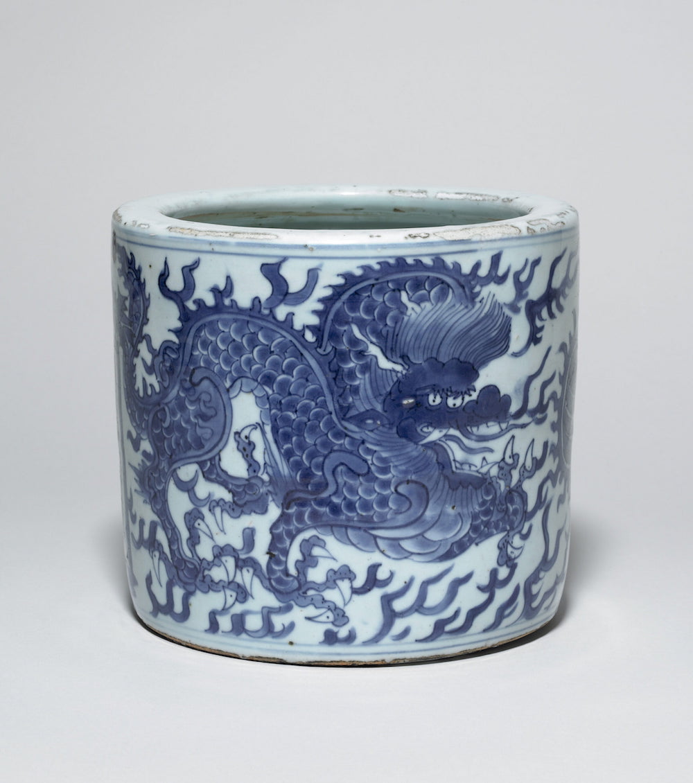 景德镇窑铭文青花瓷香炉,清顺治十二年(1655年) © The Trustees of the British Museum