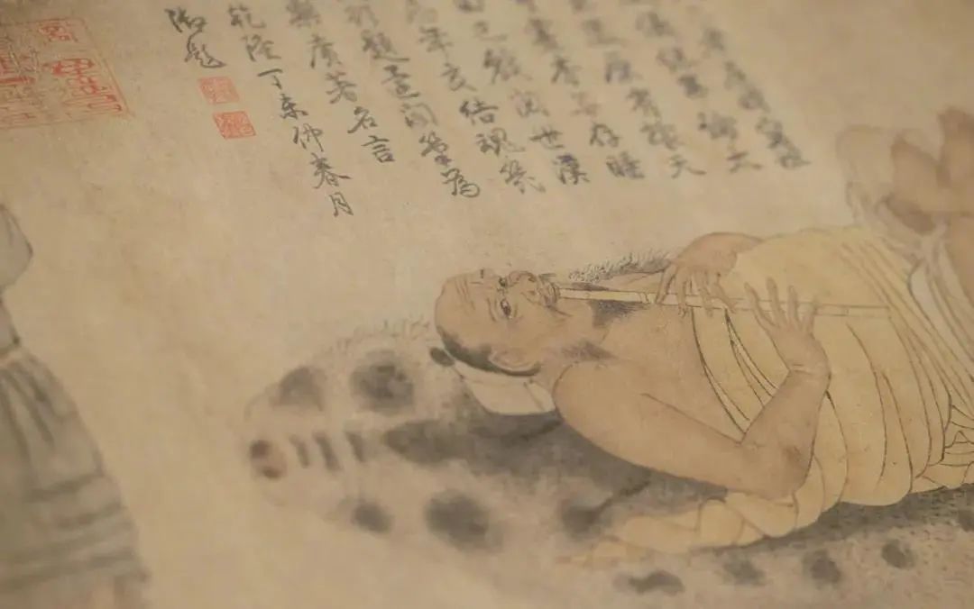 “林下风雅——故宫博物院藏历代人物画特展”展出现场，《六逸图》局部
