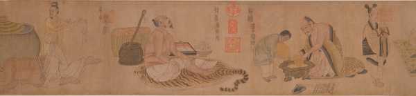 “林下风雅——故宫博物院藏历代人物画特展”展出的《六逸图》局部