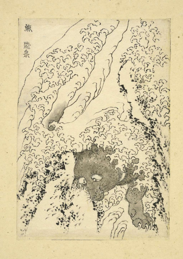 《万物绘本大全》,葛饰北斋所描绘的熊与瀑布