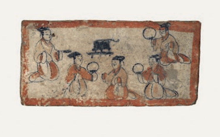 “宴居图”壁画砖,魏晋,嘉峪关市魏晋1号墓出土