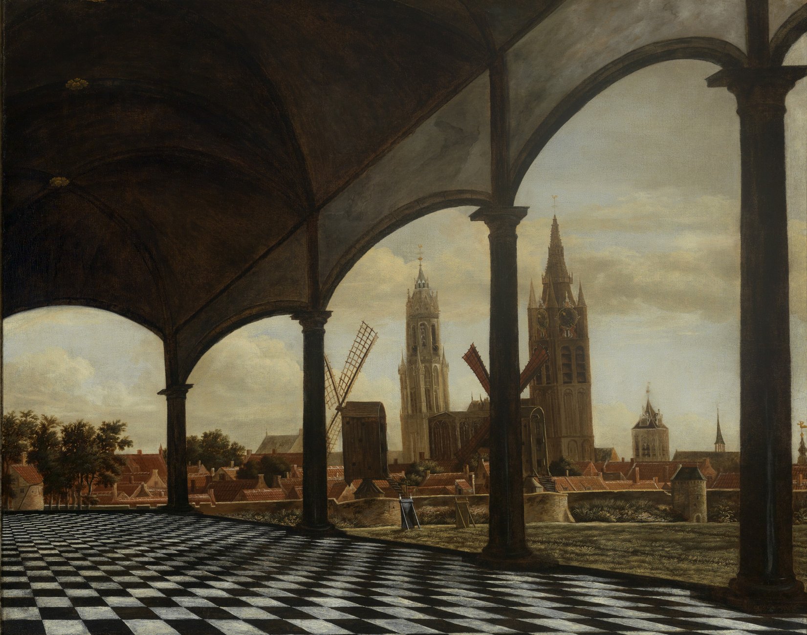 沃斯梅尔，《想象中的凉廊的代尔夫特》，1663年