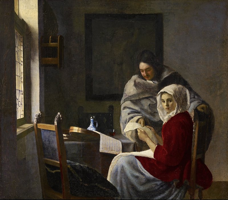 维米尔,《中止奏乐的女孩》,1660 - 1661, 纽约弗里克收藏馆