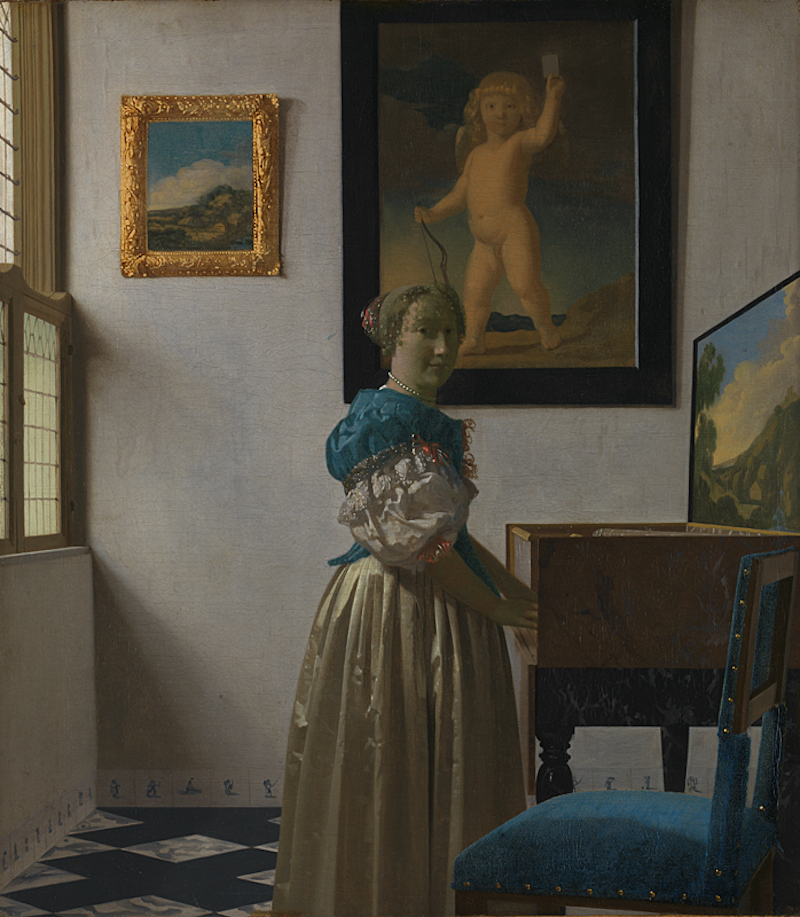 维米尔,《站在维金纳琴前的女子》,约1670-1672,英国国家美术馆藏