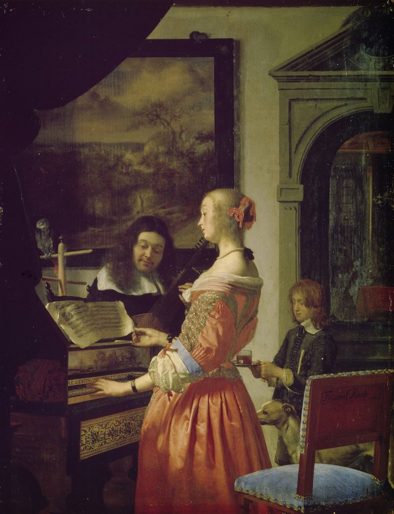 弗朗斯·范·米耶里斯，《弹大键琴的女人》，1658, 德国什未林国立博物馆藏
