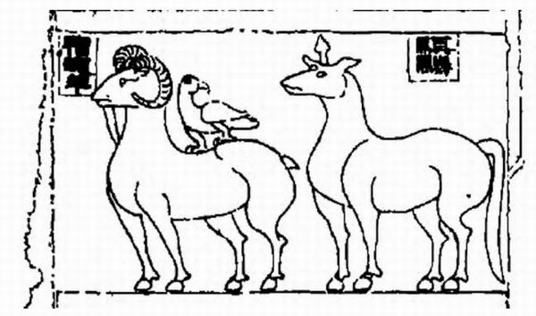 图八 邳州缪宇墓后室东壁南侧画像石局部线图