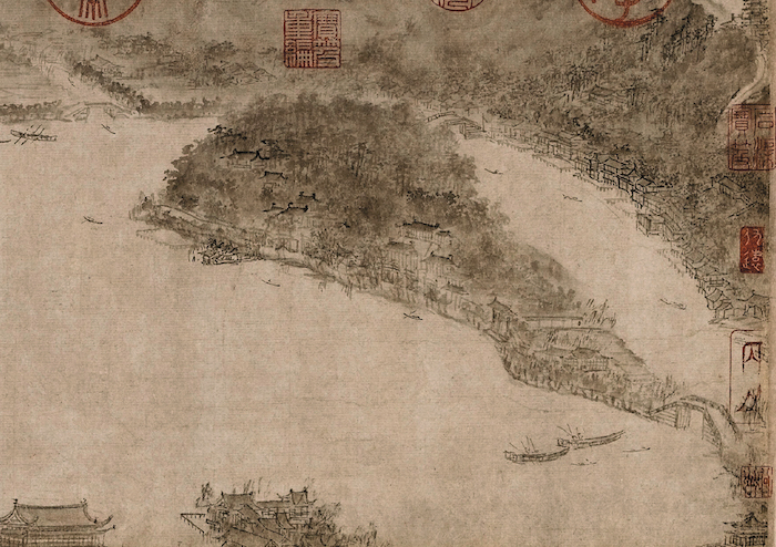 图3、李嵩《西湖图》断桥与孤山，上海博物馆藏