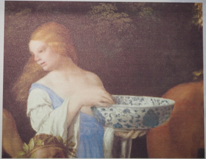 类似的青花瓷器出现在威尼斯画派的作品中,说明青花瓷器在当时的珍贵价值。