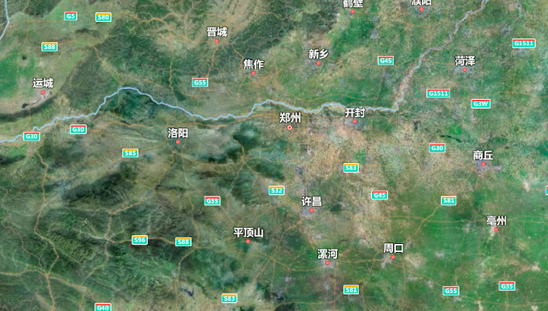 今郑州到洛阳地形图