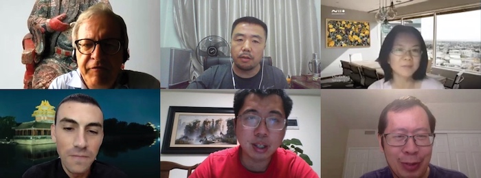 德国汉堡大学田海(Barend ter Haar)教授(上左)、大足石刻研究院米德昉(上中 )、美国圣荷西州立大学彭春晖教授(上右)、北京大学柯伟业(Michael Cavayero)(下左)、湖南大学谢一峰教授(下中)、美国亚利桑那大学陈怀宇教授(下右)