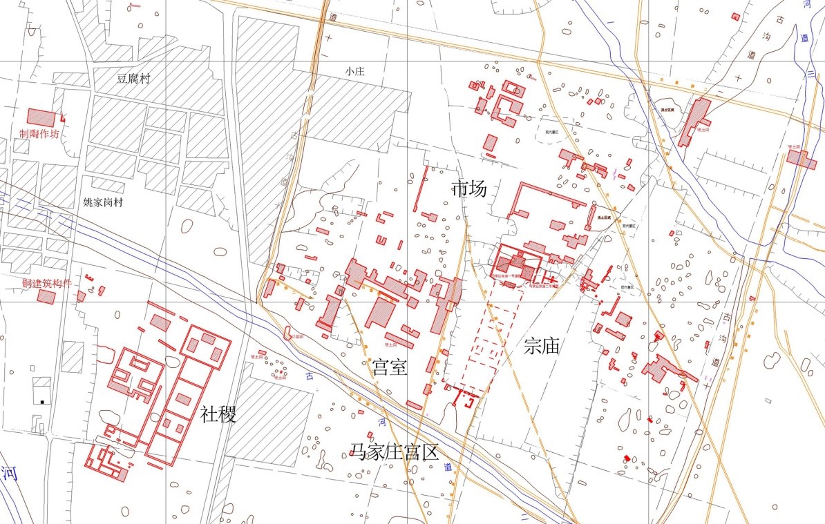 马家庄、豆腐村大型礼制建筑群分布图