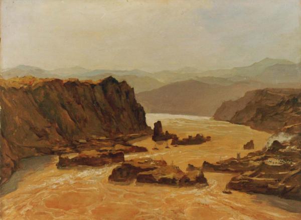 《黄河三门峡·中流砥柱》 吴作人 油画 1955-1956年