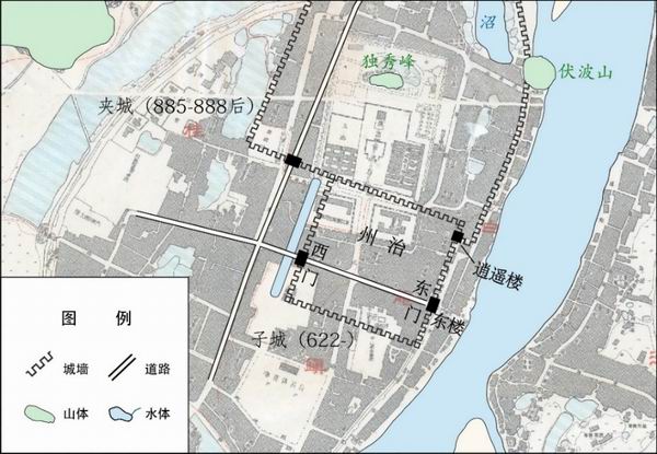 唐代桂州子城城墙范围示意(纪展鸿绘)