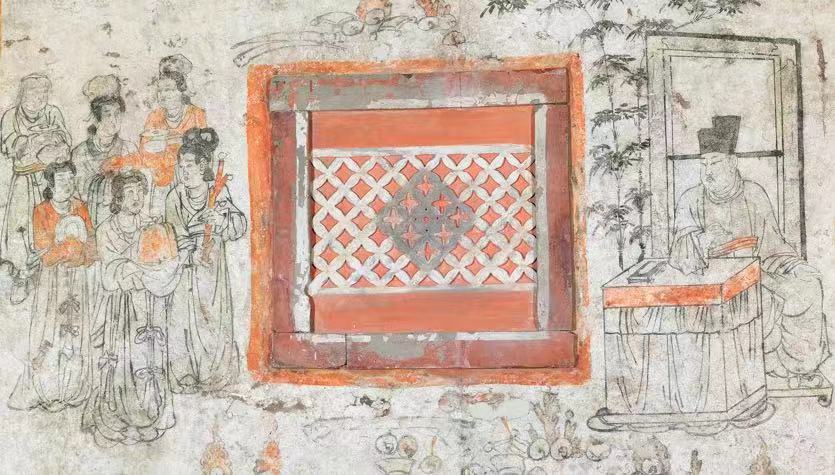 仕途青云壁画,金代(1115-1234),高158厘米,宽151厘米,2007年繁峙南关村金代壁画墓出土,山西博物院藏