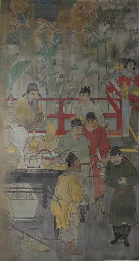 卖鱼图,元代(1271-1368),1974年临摹于洪洞广胜寺水神庙,纵378厘米,横202厘米,山西博物院藏
