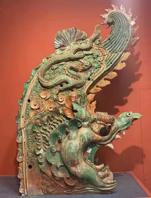 永乐宫纯阳殿鸱吻,元代(1271-1368),高220厘米,宽216厘米,山西省永乐宫壁画保护研究院藏
