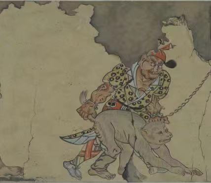 降魔图(局部),唐代(618-907),1974年临摹于佛光寺东大殿,纵31厘米,横148厘米,山西博物院藏