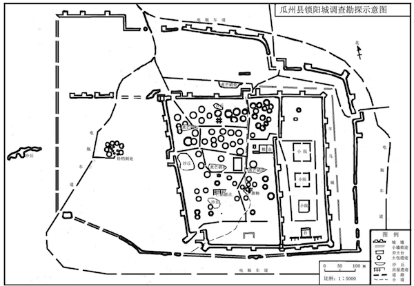 锁阳城调查勘探示意图