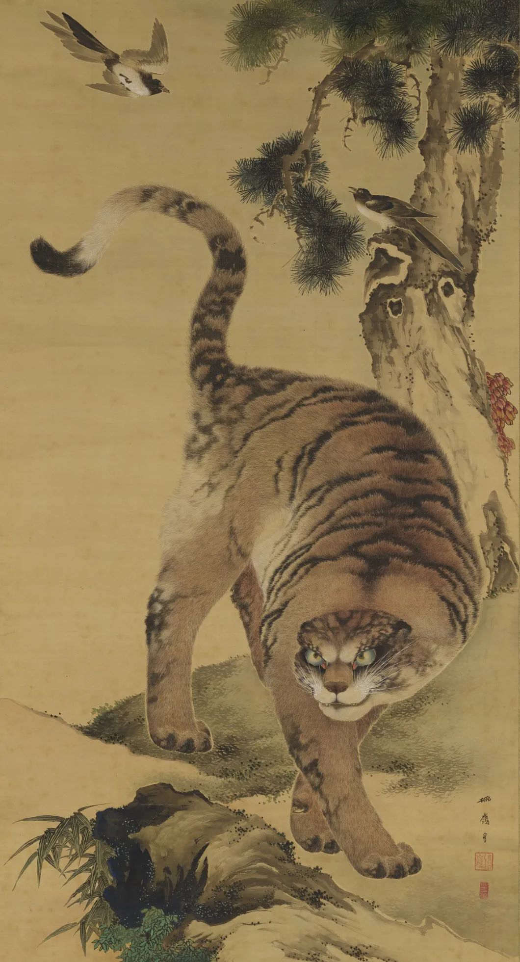 土方稻岭《猛虎图》（线上展品） 日本享和三年（1803年） 绢本设色 日本九州国立博物馆藏
