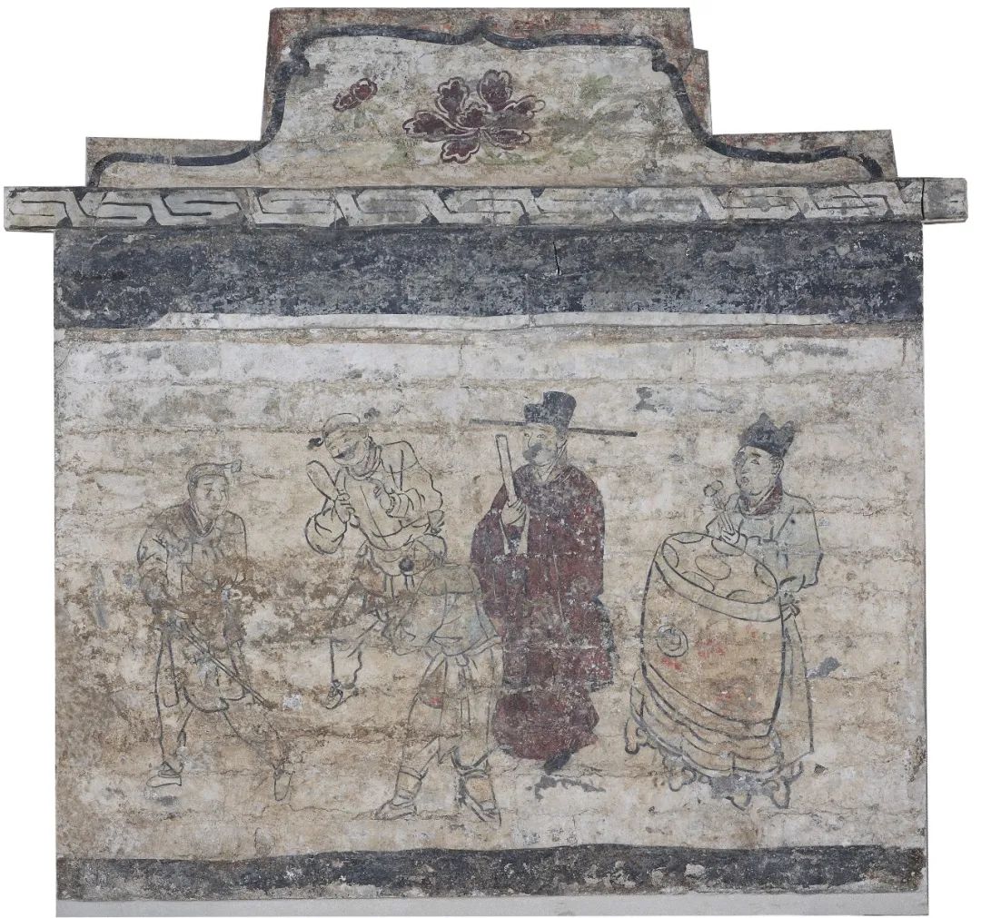 杂剧图壁画,金代(1115-1234),高123厘米,宽117厘米,1994年平定西关村壁画墓出土,山西博物院藏