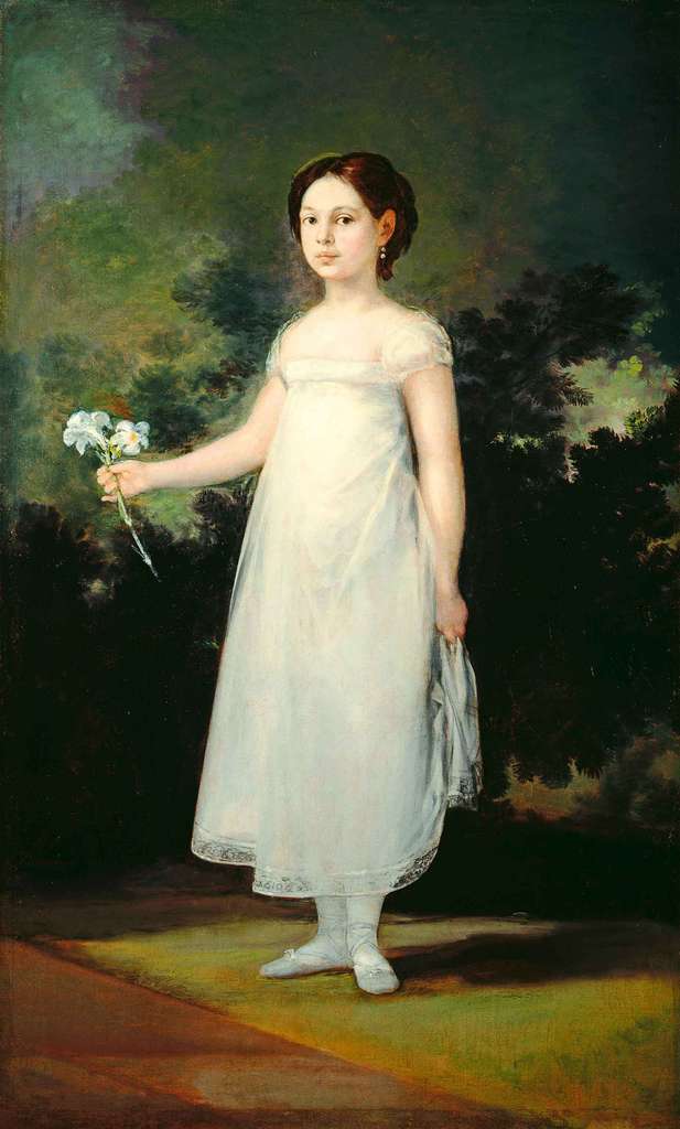 戈雅，《蒙特莫索侯爵女儿》，1810年，个人藏 戈雅描绘了一位将近10岁的年轻贵族(1801-1876年)。她是约瑟夫·波拿巴的近臣蒙特摩索侯爵的女儿，侯爵于1811年去世。