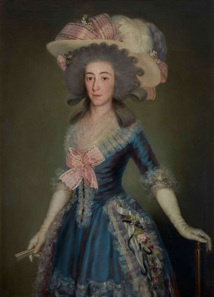 戈雅，《奥苏纳公爵夫人》，1785年，私人藏 奥苏纳公爵夫人(1752-1834)出身于西班牙最重要的贵族家庭之一，作为一个充满激情的艺术收藏家，她是戈雅最忠实的赞助人之一。