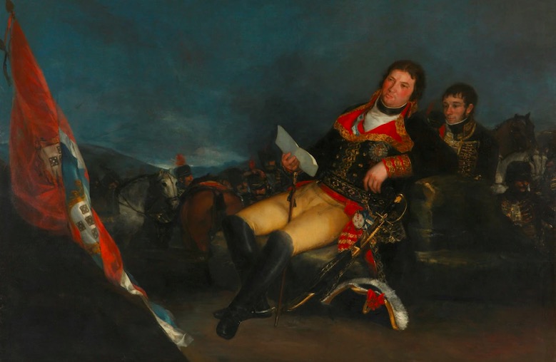 1801年,戈雅为时任西班牙首相的曼努埃尔·戈多伊所绘的战场肖像。 曼纽尔·戈多伊(1767-1851)来自下层贵族,在西班牙国王查理四世统治期间担任了四年首相。1795年对法作战失败后,与法国签订《巴塞尔和约》。即使在被解职之后,他仍然是王室宠儿。但在费尔南多七世复辟波旁王室后,被没收财产。