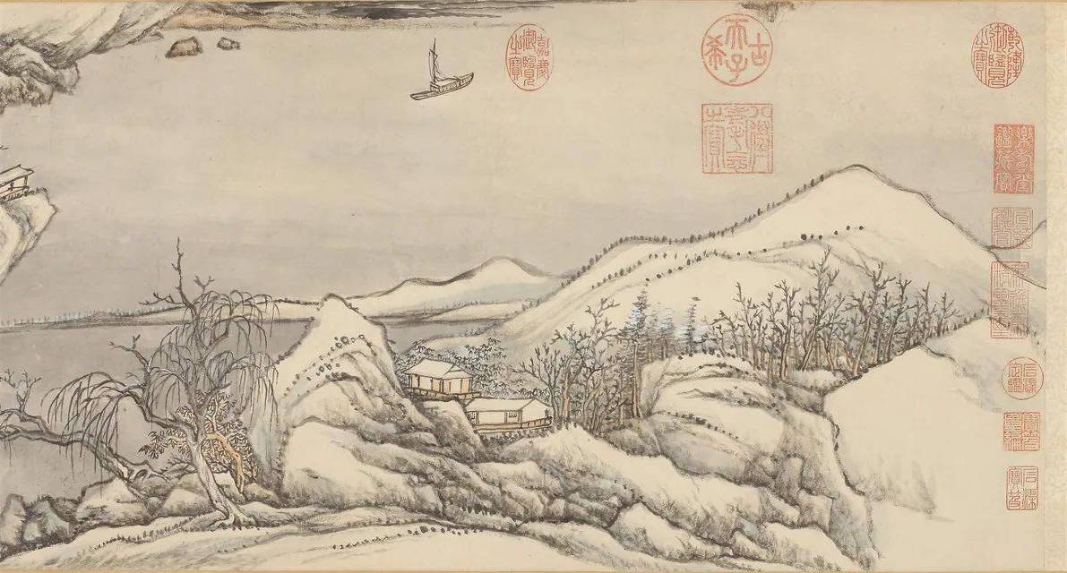 清 张宗苍 《雪溪帆影图卷》(局部)