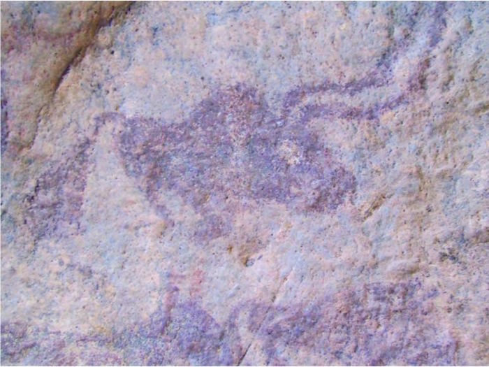 墩德布拉克彩绘岩画局部,野牛