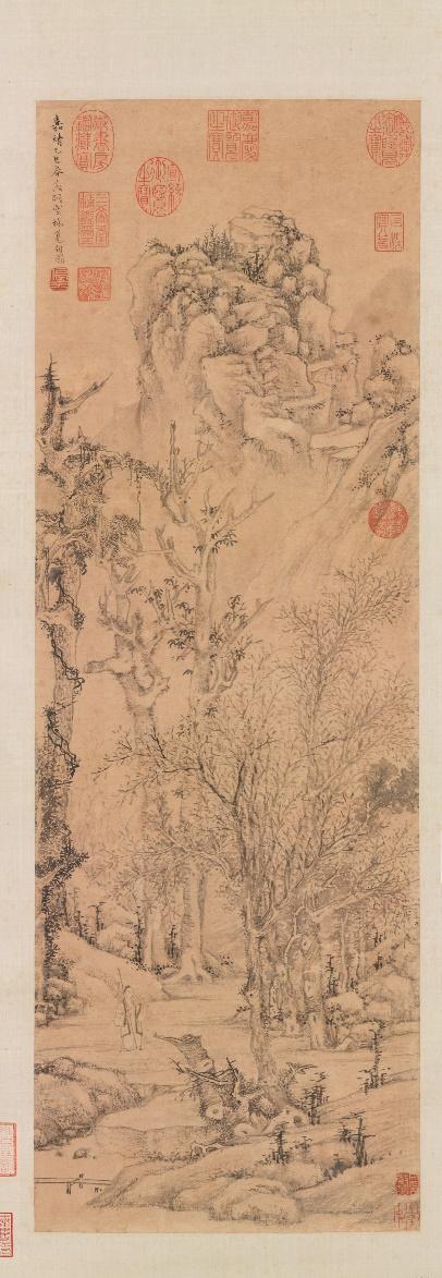 图14 明代,文徵明,《空林觅句图》,1545,轴,纸本墨笔,81.2x27cm,台北故宫博物院藏。
