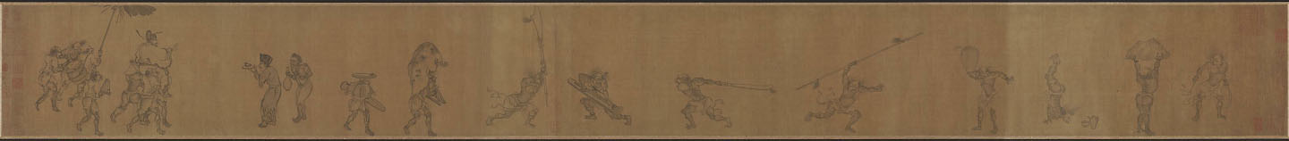 图3元代,颜辉,《钟馗月夜出游图》,绢本水墨,长卷,24.8x240.3cm,克利夫兰艺术博物馆藏。