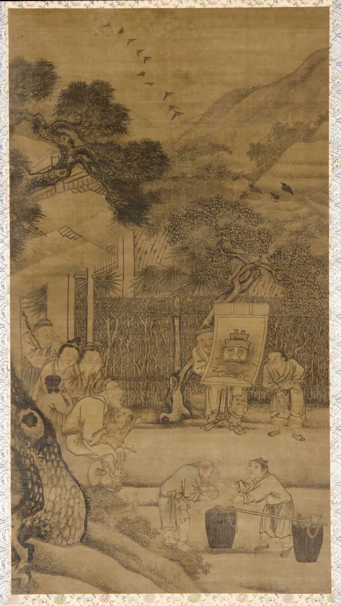 图8传宋人,《村舍驱邪图》,绢本设色,轴,190.8x104.1cm,弗利尔美术馆藏。