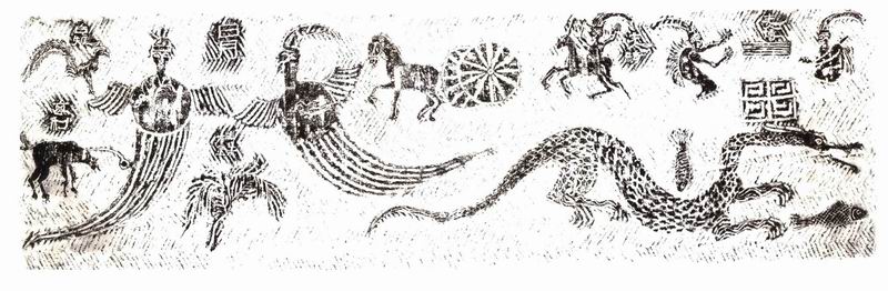 图4 简阳三号石棺棺身画像石拓片