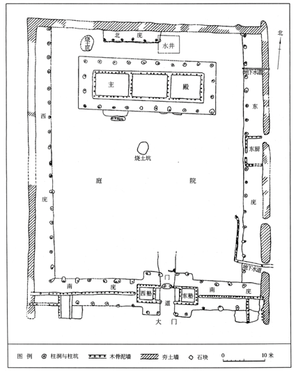 图二  二里头遗址二号宫殿基址及东厨位置平面图