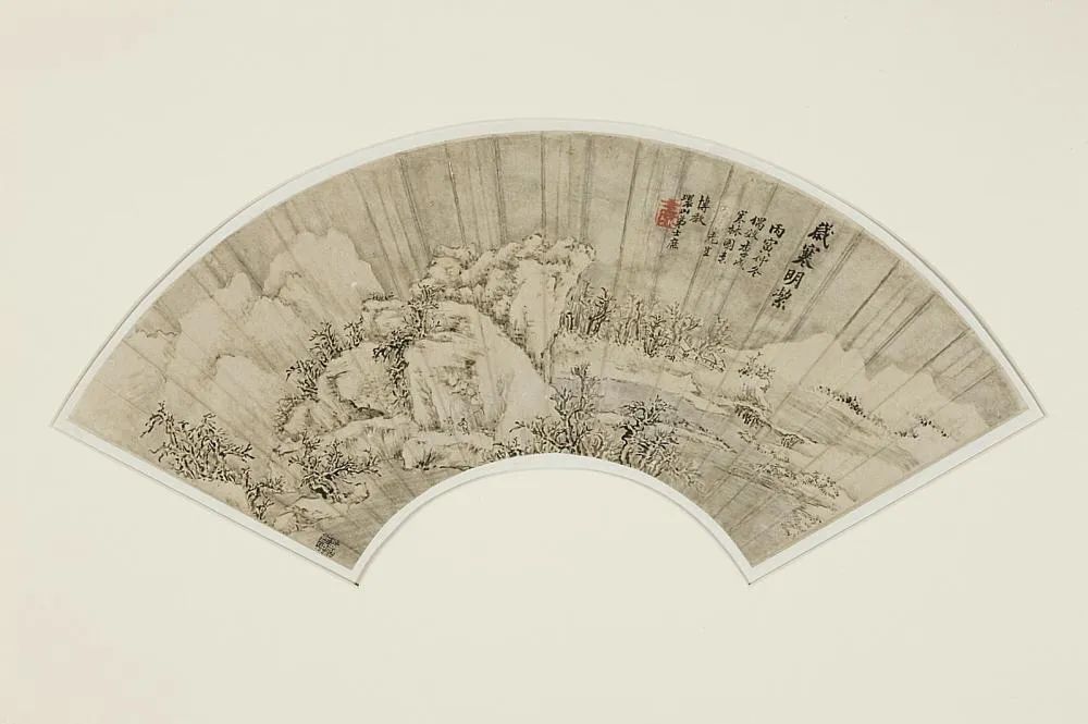 方士庶(1692—1751),《效李成寒林图》 1746年(清代),扇面,纸本淡色