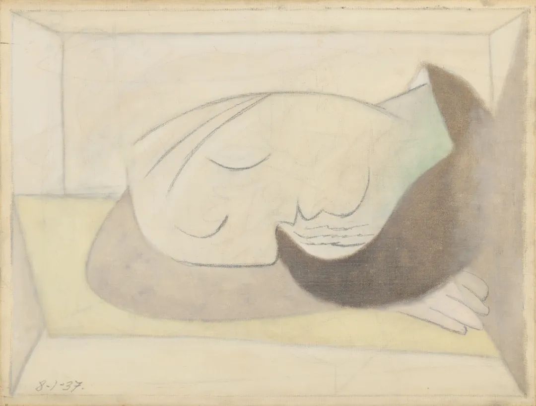 巴布罗·毕加索(1881-1973) 《睡梦中的女子(玛丽·特雷斯·沃尔特)》,油彩 炭笔 画布,1937年1月8日作于巴黎