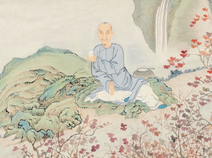 现代冯超然《临禹之鼎画冒辟疆像》(局部)