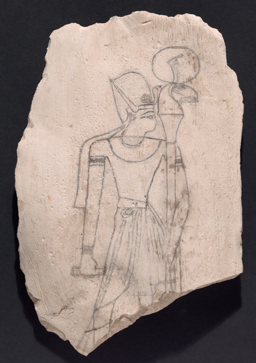 石灰石上的国王图像，新王国时期，十九至二十王朝，约公元前1295-前1069年，古埃及