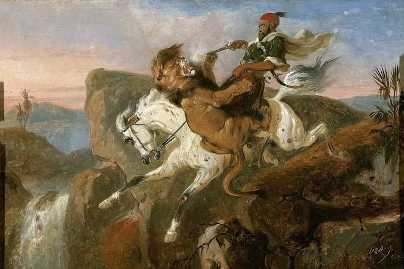 《被狮子袭击的骑马人》，拉登·萨利赫，1842年，私人收藏