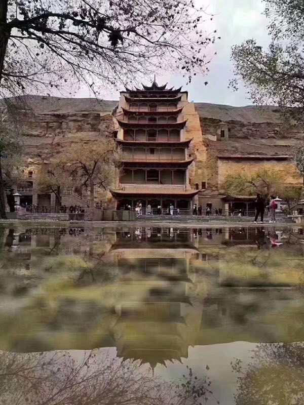 2019年7月17日，敦煌莫高窟因雨势造成的积水