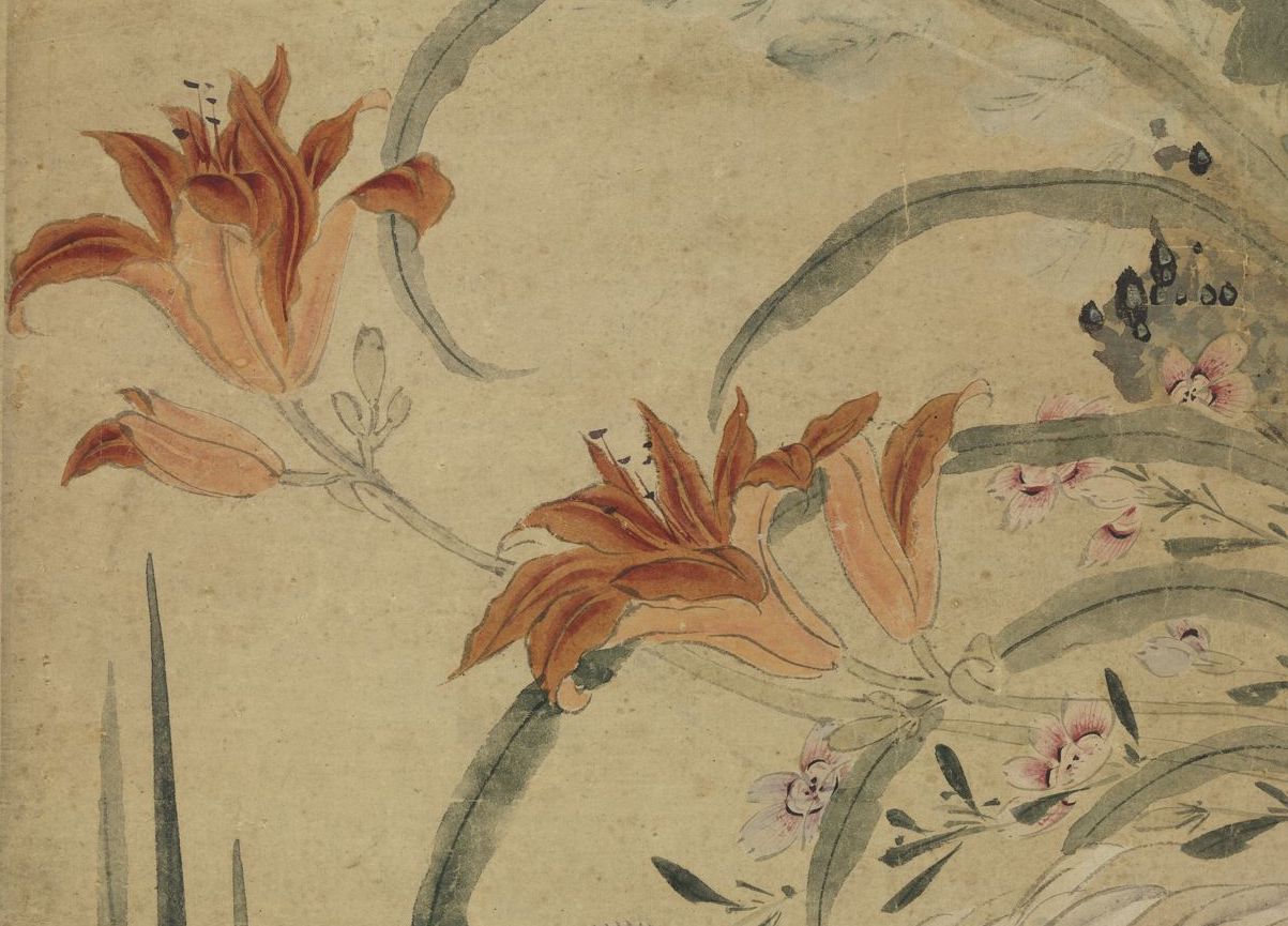 (传)元 张中 写生花鸟 轴(局部) 台北故宫博物院藏