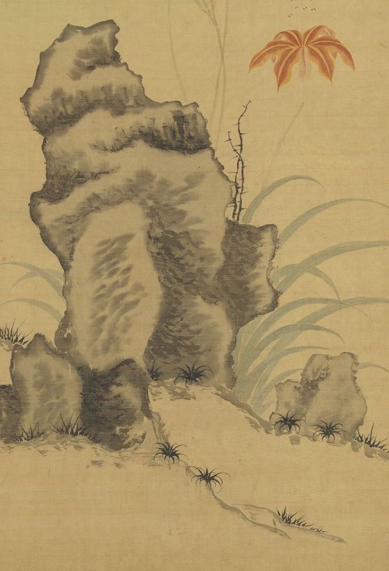 明 赵文俶 画花蝶 轴(局部) 台北故宫博物院藏