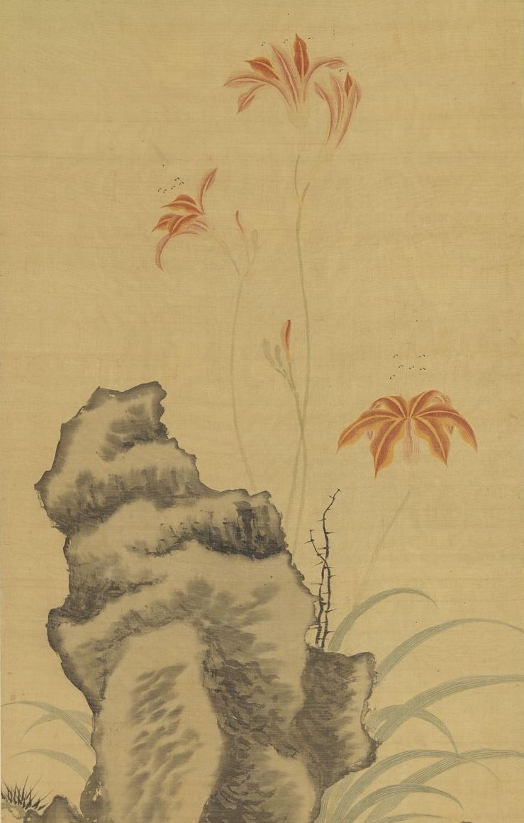 明 赵文俶 画花蝶 轴(局部) 台北故宫博物院藏