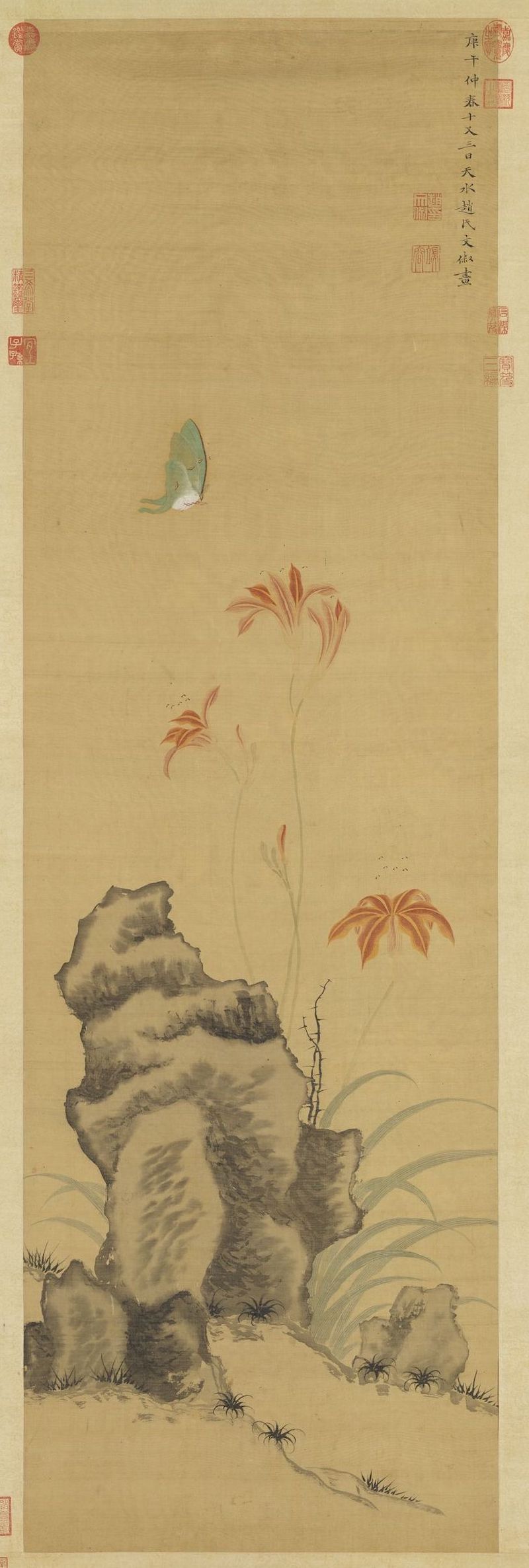 明 赵文俶 画花蝶 轴 台北故宫博物院藏