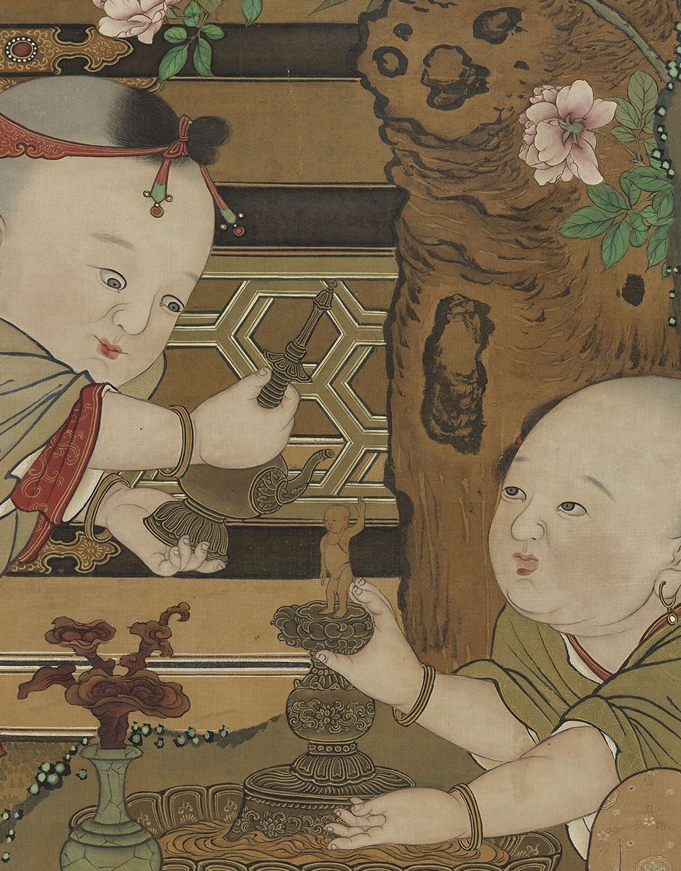 （传）宋 苏汉臣 灌佛戏婴 轴（局部） 台北故宫博物院藏